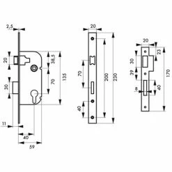 THIRARD - Boitier De Serrure Encastrable à Cylindre Pour Porte D'entrée, Axe 40mm, Bouts Ronds, Inox -THIRARD Soldes 29700800 2