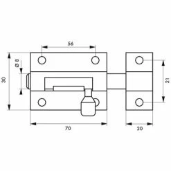 THIRARD - Targette, Laiton, Pêne Ø 8mm, 70x30mm -THIRARD Soldes 30059446 2