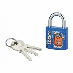 THIRARD - Cadenas à Clé Happy Lock, Acier, Intérieur, Anse Acier, 30mm, Bleu, 3 Clés