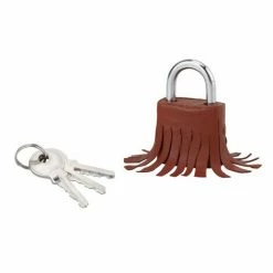 THIRARD - Cadenas à Clé Fashion Leather, Acier, Intérieur, Anse Acier, 30mm, Marron, 3 Clés