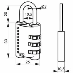 THIRARD - Cadenas à Combinaison Papeete, 3 Chiffres, Intérieur, Anse Acier, 25mm -THIRARD Soldes 30441765 2