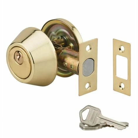 THIRARD - Serrure Horizontale Tubulaire En Applique à Bouton Pour Porte D'entrée, Axe Réglable, Doré, 3 Clés 3 THIRARD - Serrure Horizontale Tubulaire En Applique à Bouton Pour Porte D'entrée, Axe Réglable, Doré, 3 Clés