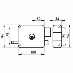 THIRARD - Serrure Horizontale En Applique Double Entrée à Tirage Pour Porte D'entrée, Droite, 100x94mm, Axe 50mm, Marron, 3 Clés -THIRARD Soldes 30441843 2