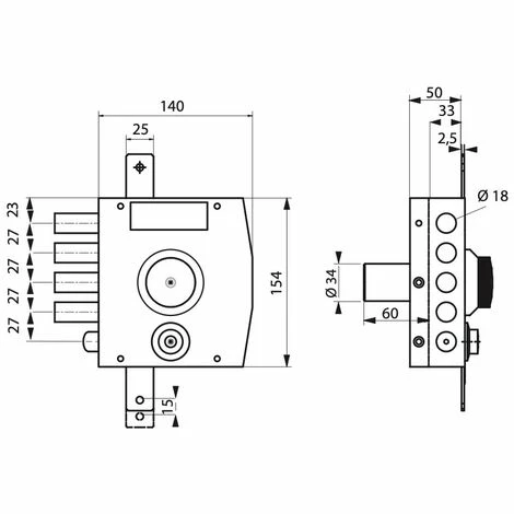 THIRARD - Serrure En Applique à Bouton Pour Porte D'entrée, 154x140mm, 3 Pts, Gauche, 5 Clés 5 THIRARD - Serrure En Applique à Bouton Pour Porte D'entrée, 154x140mm, 3 Pts, Gauche, 5 Clés – Image 3