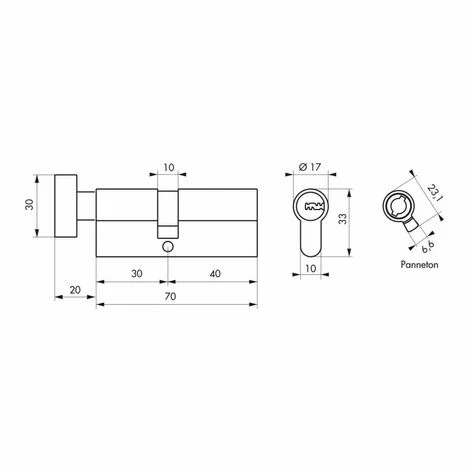 THIRARD - Cylindre à Bouton 30 X 40 Mm Nickelé 4 THIRARD - Cylindre à Bouton 30 X 40 Mm Nickelé – Image 2