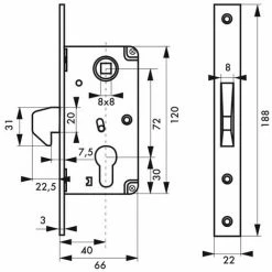 THIRARD - Boitier De Serrure Encastrable à Cylindre Pour Portail, Axe 40mm, Bouts Carrés, Zingué -THIRARD Soldes 32081177 3