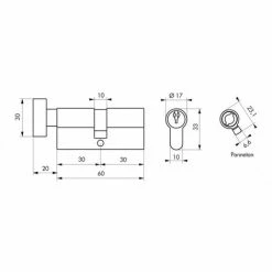 THIRARD - Cylindre De Serrure à Bouton 5G STD Urgence, 30x30mm, Nickelé, 3 Clés -THIRARD Soldes 34975180 2