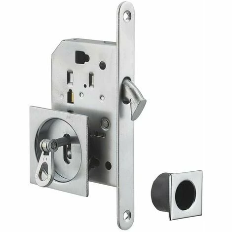 Thirard - Serrure à Encastrer à Crochet à Clé Pour Porte Coulissante Chromé Satin, Rosaces Carrés, 1 Clé - 1133 3 Thirard - Serrure à Encastrer à Crochet à Clé Pour Porte Coulissante Chromé Satin, Rosaces Carrés, 1 Clé - 1133