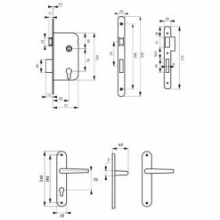 THIRARD - Garniture Serrure Encastrable à Cylindre + Ensemble Poignées Dionysos, Axe 50mm, Bouts Ronds, 3 Clés -THIRARD Soldes 36205615 2
