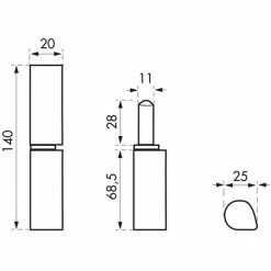 THIRARD - Charnière De Porte D'entrée à Souder, Inox, 140mm, Bague Laiton