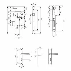THIRARD - Garniture Serrure Encastrable Monomax NF à Condamnation + Ensemble Poignées Diane, Axe 40mm, Bouts Ronds -THIRARD Soldes 43482112 2