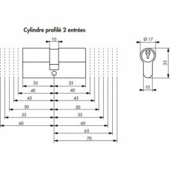 Cylindre HG6 35x55 THIRARD - Laiton Sur Passe PTT Et EDF - 3 Clés - PU063555
