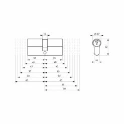 Cylindre HG6 35x45 THIRARD - Laiton Sur Passe PTT Et EDF - 3 Clés - PU063545