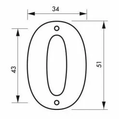 THIRARD - Plaque Signalétique Chiffre 0 Hauteur 51mm à Visser
