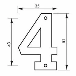 THIRARD - Plaque Signalétique Chiffre 4 Hauteur 51mm à Visser