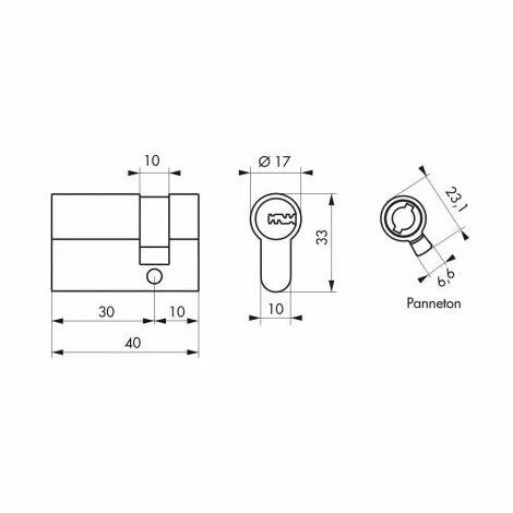 1/2 Cylindre Transit 1 30x10 Mm Nickelé 4 Clés Par Thirard 4 1/2 Cylindre Transit 1 30x10 Mm Nickelé 4 Clés Par Thirard – Image 2
