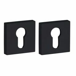 THIRARD - Paire De Rosaces Carrées Monza/Modena/Givrena, 50x50mm, Trou De Cylindre, Noir Mat