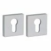 THIRARD - Paire De Rosaces Carrées Modena/Givrena, 50x50mm, Trou De Cylindre, Chromé Satiné
