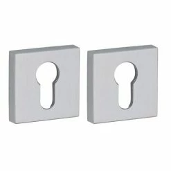 THIRARD - Paire De Rosaces Carrées Modena/Givrena, 50x50mm, Trou De Cylindre, Chromé Satiné