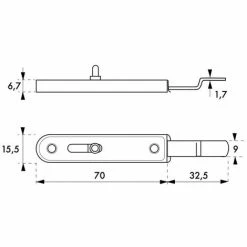 THIRARD - Loqueteau Alsacien, 70x15,5mm, Pêne Coudé Coulissant, Acier Zingué -THIRARD Soldes 69498224 2
