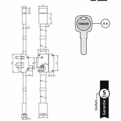 Serrure Verticale Beluga THIRARD - Cylindre Profil Européen - 3 Points - 75x130 - Fouillot - Gauche - Blanche - 049521 -THIRARD Soldes 8563495 2
