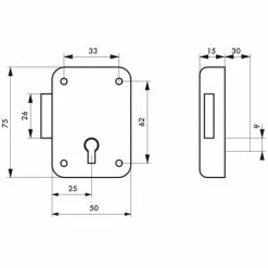 THIRARD - Serrure De Meuble Paris Pour Porte D'ameublement, Droite, Axe 25mm, 50x70mm, Gris, 1 Clé -THIRARD Soldes 8904518 3