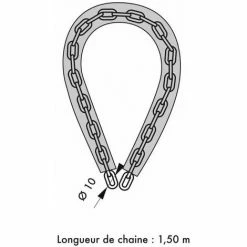 THIRARD - Chaîne Acier Gainé Nylon Loops, Vélo, Moto, Barrières, 1.5m, Noir, 2 Clés -THIRARD Soldes 8904556 2