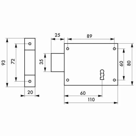 THIRARD - Serrure Horizontale En Applique à Clé Pour Porte De Cave, Pêne Seul, Gauche, Axe 60mm, 110x80mm, Noir, 1 Clé 5 THIRARD - Serrure Horizontale En Applique à Clé Pour Porte De Cave, Pêne Seul, Gauche, Axe 60mm, 110x80mm, Noir, 1 Clé – Image 3