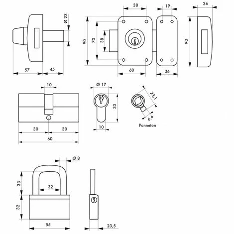 THIRARD - Lot Cadenas Nautic + Cylindre Double Entrée 30x30mm + Verrou Capital à Bouton, S'entrouvrant, 6 Clés 4 THIRARD - Lot Cadenas Nautic + Cylindre Double Entrée 30x30mm + Verrou Capital à Bouton, S'entrouvrant, 6 Clés – Image 2