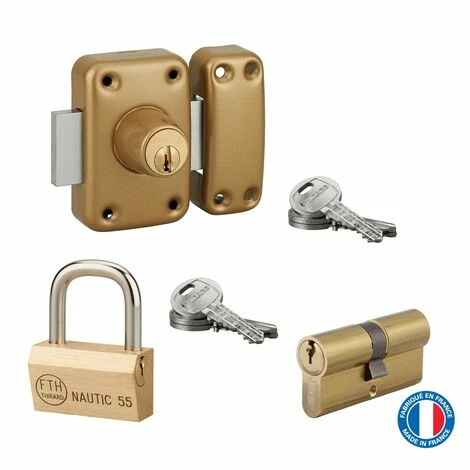 THIRARD - Lot Cadenas Nautic + Cylindre Double Entrée 30x30mm + Verrou Capital à Bouton, S'entrouvrant, 6 Clés 6 THIRARD - Lot Cadenas Nautic + Cylindre Double Entrée 30x30mm + Verrou Capital à Bouton, S'entrouvrant, 6 Clés – Image 4