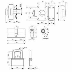 THIRARD - Lot Cadenas Nautic + Cylindre Double Entrée 30x30mm + Verrou Capital Double Entrée, S'entrouvrant, 6 Clés -THIRARD Soldes 8904721 2