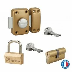 THIRARD - Lot Cadenas Nautic + Cylindre Double Entrée 30x30mm + Verrou Capital Double Entrée, S'entrouvrant, 6 Clés -THIRARD Soldes 8904721 4
