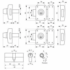 THIRARD - Lot 2 Verrous De Porte D'entrée Capital + Cylindre Double Entrée HG 30x30 Mm, 6 Clés, S'entrouvrant -THIRARD Soldes 8904723 3