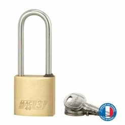 THIRARD - Cadenas à Clé Mach 3, Laiton, Extérieur, Anse 1/2 Acier, 40mm, 3 Clés -THIRARD Soldes 8904738 3