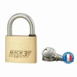 THIRARD - Cadenas à Clé Mach 3, Laiton, Extérieur, Anse Acier, 50mm, 3 Clés -THIRARD Soldes 8904740 3