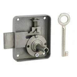 THIRARD - Serrure De Meuble Paris Pour Porte D'ameublement, Droite, Axe 40mm, 65x70mm, Gris, 1 Clé