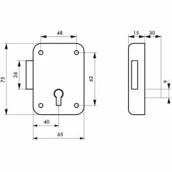 THIRARD - Serrure De Meuble Paris Pour Porte D'ameublement, Droite, Axe 40mm, 65x70mm, Gris, 1 Clé -THIRARD Soldes 8904750 3