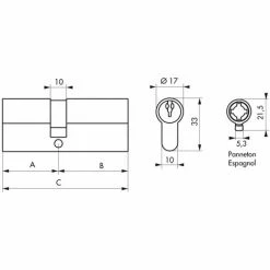 THIRARD - Cylindre 30 X 50 Mm Panneton ESP 3 Clés Nickelé -THIRARD Soldes 8904796 2