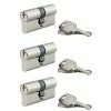 THIRARD - Lot De 3 Cylindres De Serrure Double Entrée, 30x30mm, Anti-arrachement, S'entrouvrant, Nickel, 3 Clés/cylindre -THIRARD Soldes 8904806 1