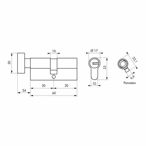 THIRARD - Cylindre De Serrure à Bouton Trafic 6, 30Bx30mm, Nickel, Anti-arrachement, Anti-perçage, 5 Clés 4 THIRARD - Cylindre De Serrure à Bouton Trafic 6, 30Bx30mm, Nickel, Anti-arrachement, Anti-perçage, 5 Clés – Image 2