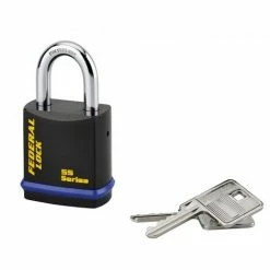 THIRARD - Cadenas à Clé Fédéral Lock 710, Acier, Chantier, Anse Molybdène, 46mm, 2 Clés, Noir