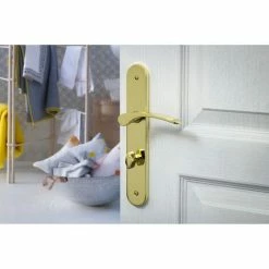 THIRARD - Ensemble De Poignées Pour Salle De Bain/toilette Dionysos à Condamnation, Carré 7mm, Entr'axes 195mm, Laitonné -THIRARD Soldes 8904968 2