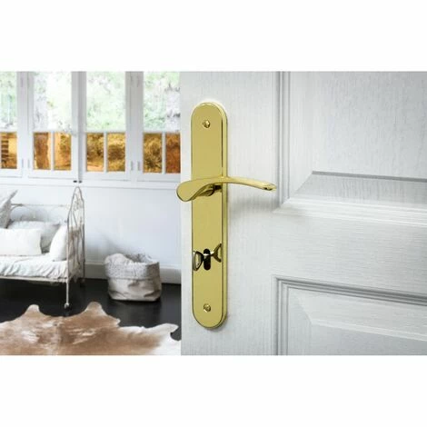 THIRARD - Ensemble De Poignées Pour Porte De Chambre Dionysos Trou De Clé, Carré 7mm, Entr'axes 195mm, Laitonné 4 THIRARD - Ensemble De Poignées Pour Porte De Chambre Dionysos Trou De Clé, Carré 7mm, Entr'axes 195mm, Laitonné – Image 2