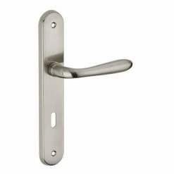 THIRARD - Ensemble De Poignées Pour Porte De Chambre Athena Trou De Clé, Carré 7mm, Entr'axes 195mm, Nickelé Brossé