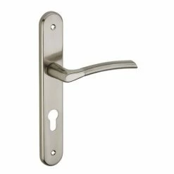 THIRARD - Ensemble De Poignées Pour Porte D'entrée Eris Trou De Cylindre, Carré 7mm, Entr'axes 195mm, Nickelé Brossé