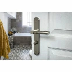 THIRARD - Ensemble De Poignées Pour Salle De Bain/toilette Helios à Condamnation, Carré 7mm, Entr'axes 195mm, Nickelé Brossé -THIRARD Soldes 8904993 2