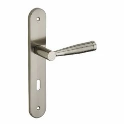 THIRARD - Ensemble De Poignées Pour Porte De Chambre Helios Trou De Clé, Carré 7mm, Entr'axes 195mm, Nickelé Brossé