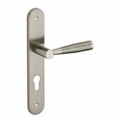 THIRARD - Ensemble De Poignées Pour Porte D'entrée Helios Trou De Cylindre, Carré 7mm, Entr'axes 195mm, Nickelé Brossé