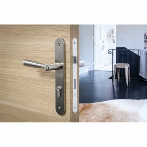 THIRARD - Ensemble De Poignées Pour Porte D'entrée Helios Trou De Cylindre, Carré 7mm, Entr'axes 195mm, Nickelé Brossé 4 THIRARD - Ensemble De Poignées Pour Porte D'entrée Helios Trou De Cylindre, Carré 7mm, Entr'axes 195mm, Nickelé Brossé – Image 2