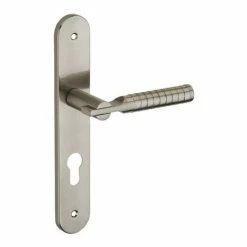 THIRARD - Ensemble De Poignées Pour Porte D'entrée Diane Trou De Cylindre, Carré 7mm, Entr'axes 195mm, Nickelé Brossé